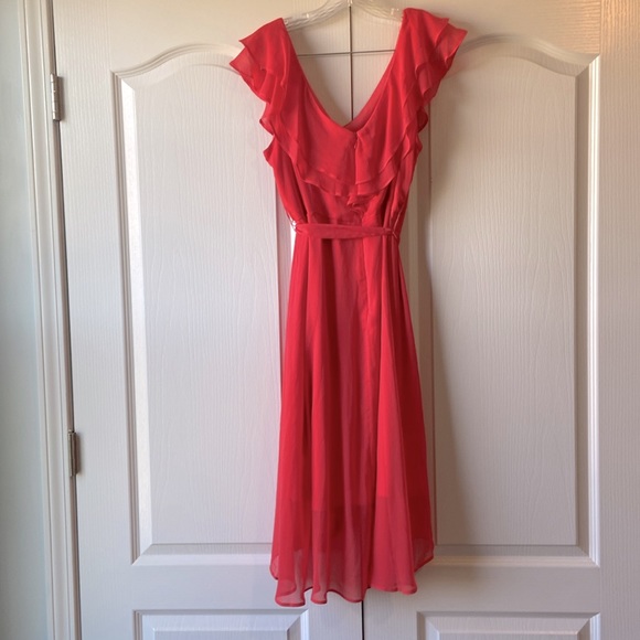 DKNY CORAL RUFFLE DRESS - Picture 4 of 9